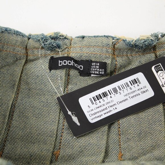 Boohoo Distressed Hem Denim Tennis Skirt - NWT - Size 10 - Picture 7 of 10